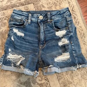 American Eagle Outfitters Blue Distressed Jean Shorts